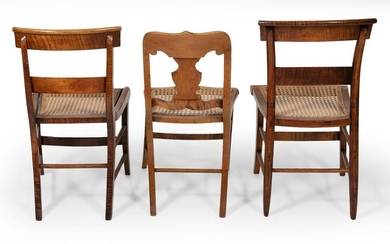 TWO SETS OF SABER LEG CHAIRS 19th Century Back heights