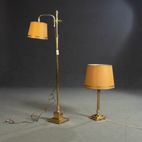 Table and floor lamp, brass (2).