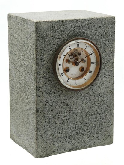 (-), Table clock with brass and enamel dial,...