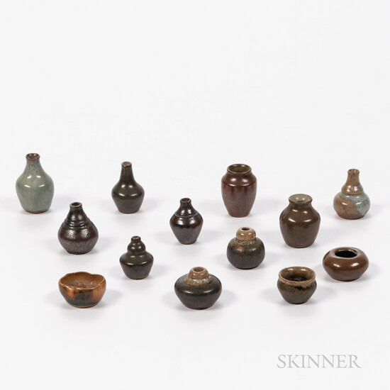 Thirteen Miniature Ceramic Vases by Auguste Delaherche (1857-1940)