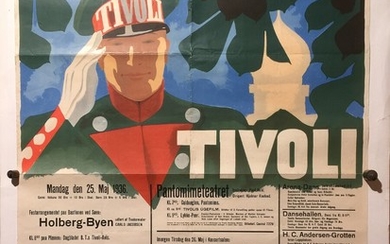 Thor Bøgelund-Jensen: Tivoli, lithographic poster in colours. Signed in the print Bøgelund 1936. Sheet size 85×62 cm. Unframed.