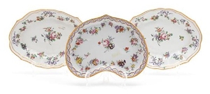 Three Pieces of Bristol Porcelain Length of oval dishes