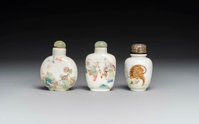 Three various Chinese famille rose snuff bottles, Daoguang mark and period