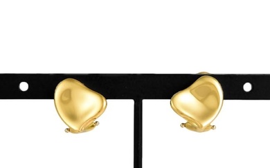 Tiffany Tiffany&Co Full Heart Earrings K18YG Gold Elsa Peretti