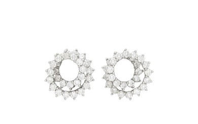 Tiffany & Co. Pair of Platinum and Diamond 'Swirl' Earclips