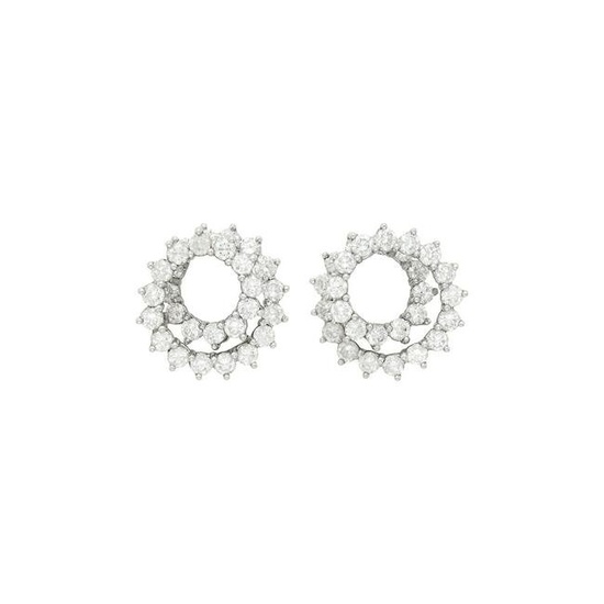 Tiffany & Co. Pair of Platinum and Diamond 'Swirl' Earclips