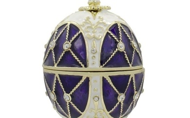 Trellis on Purple Enamel Royal Faberge Inspired Egg