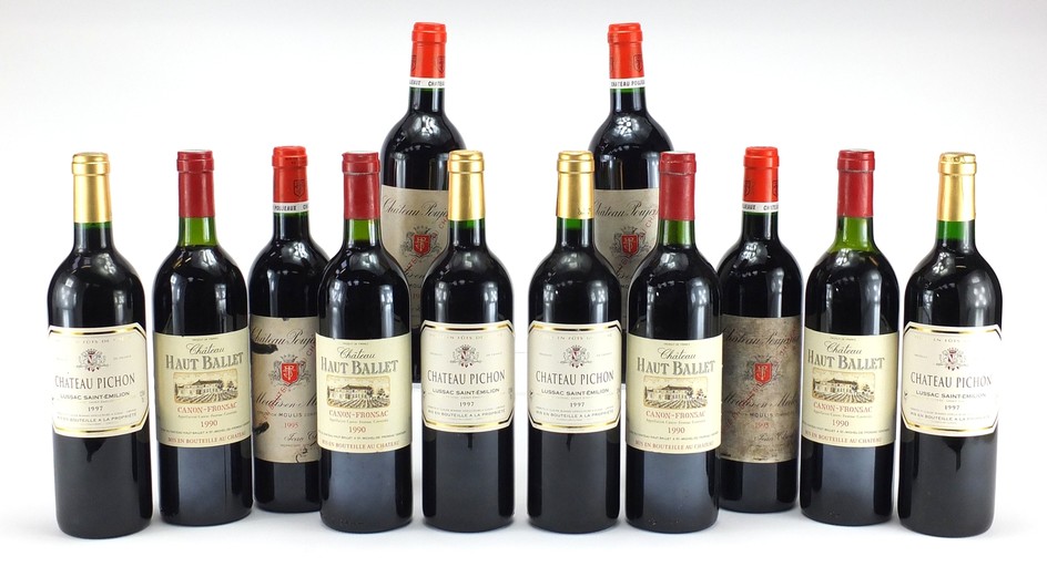Twelve bottles of mature claret red wine comprising four bot...