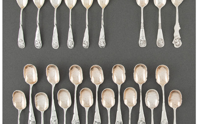 Twenty-Four George W. Shiebler & Co. Medallion Pattern Silver Demitasse Spoons (designed 1890)
