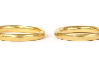 Two 22ct gold court section wedding rings