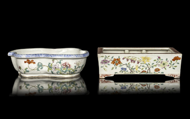 Two Chinese Famille Rose Porcelain Planters