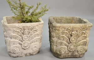 Two cement pots. ht. 16 1/2 in., wd. 19 in. Provenance