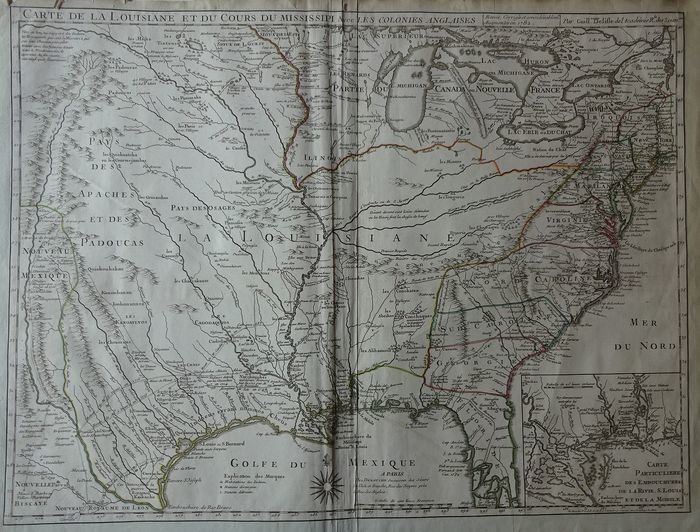 U.S., Colonial Eastern United States, Louisiana Territory; Delisle / Dezauche - Carte de la Louisiane et du Cours du Mississipi avec les Colonies Anglaises - 1782