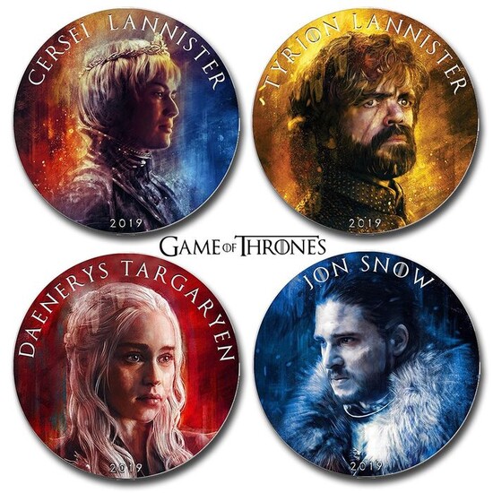 USA - 1 Dollar - 2019 - "TYRION - DAENERYS - CERCEI - JONSNOW" - Game of Thrones - Walking Liberty - Set 4 x 1 Oz- Silver