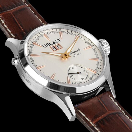 Ublast - " NO RESERVE PRICE " Big Date - Small Second - UBPR43BDW - Swiss Made - Men - New