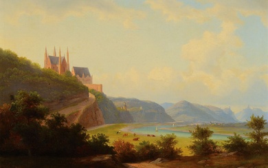 Unidentified Romantic, German, mid 19th century, landscape with castles over...