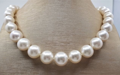 United Pearl - 12.2x15.2mm Round Australian South Sea Pearls Steel - Necklace