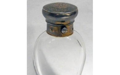 VICTORIAN SILVER GLASS SCENT BOTTLE BY ABRAHAM BROWNETT, LO...