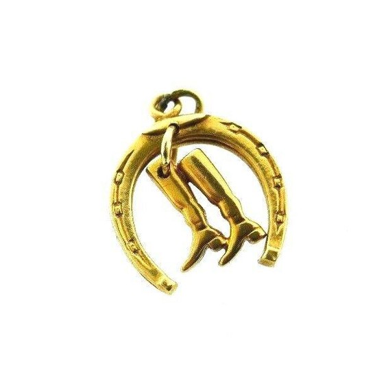 VINTAGE 14k Yellow Gold Mechanical Horse Shoe & Boots