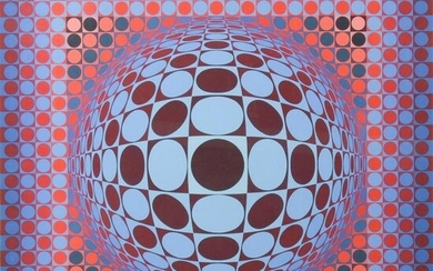 Victor Vasarely Optical Illusion Lithograph Print
