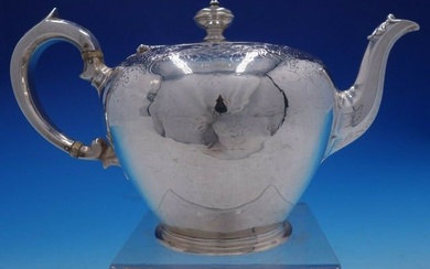 Victorian 1837 English Silver Hand Chased Tea Pot by Charles Gordon