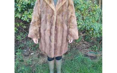 Vintage Ladies 3/4 length golden mink fur coat with embroide...