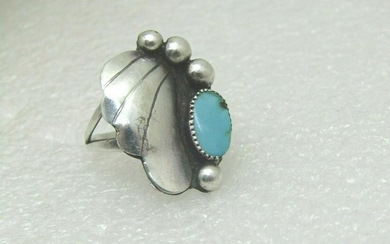 Vintage Sterling Southwestern Turquoise Ring, Sz. 7