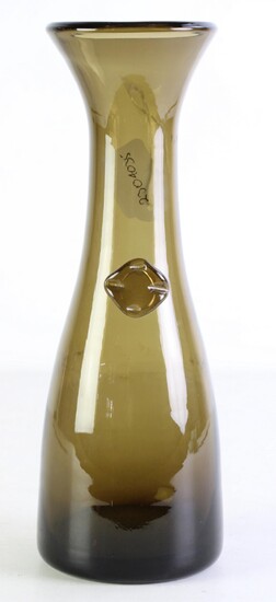 Vintage Studio Olive Green Glass Bottle Vase, Mdina Glass, H:28cm