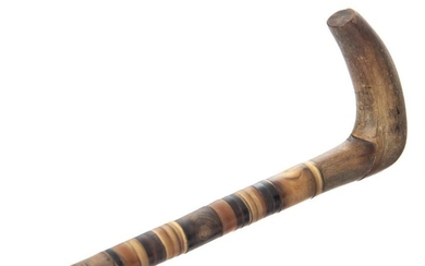 Vintage polished horn Cane with brass tip, measures 35