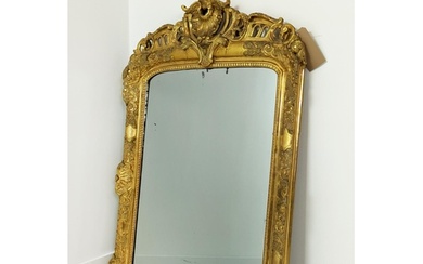 WALL MIRROR, mid 19th century French giltwood and gesso fram...