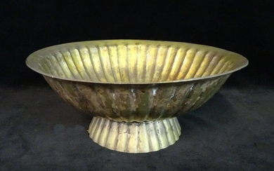 WILLIAM LIPTON LTD. HAMMERED/RIBBED FOOTED BOWL SILVER-PLATE OVER BRASS 4" H X 10" D