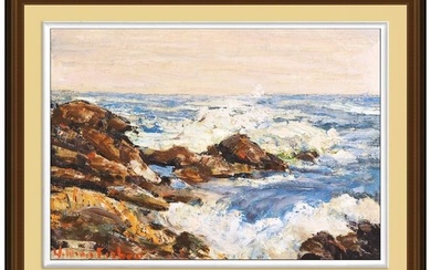 William Fisher Original Painting On Canvas Board Signed Seascape Framed Artwork