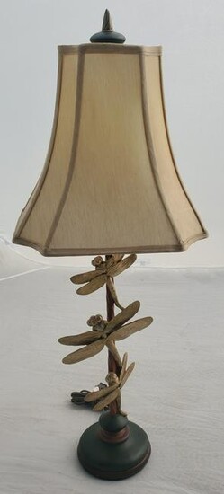 Wooden Twist Stem Dragon Flies Table Lamp