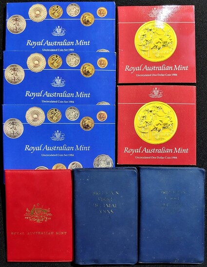 World Coins, Australia, uncirculated coin set, 1978 and 1984 (3), 2x uncirculated $1, 1984, als...
