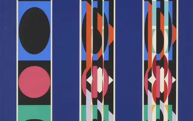 Yaacov Agam, Israeli b.1928- Untitled, c.1975; screenprint in colours on wove, signed...