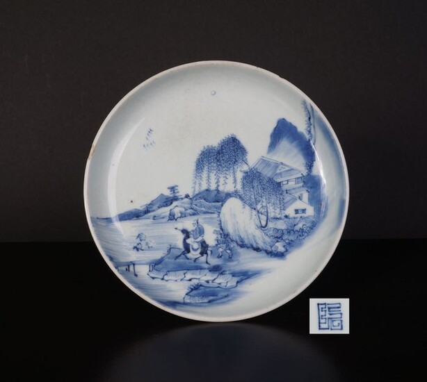 blue de hue porcelain brushwash with landscape decoration, 18th century (1) - Blue and white - Porcelain - China - 18th century
