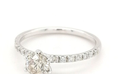 ***no reserve price** White gold - 18k Amazing soliter ring with natural diamonds 0.75ct