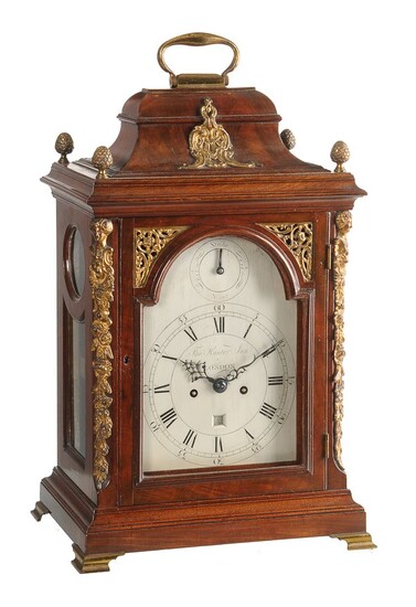 A George III brass mounted mahogany table clock