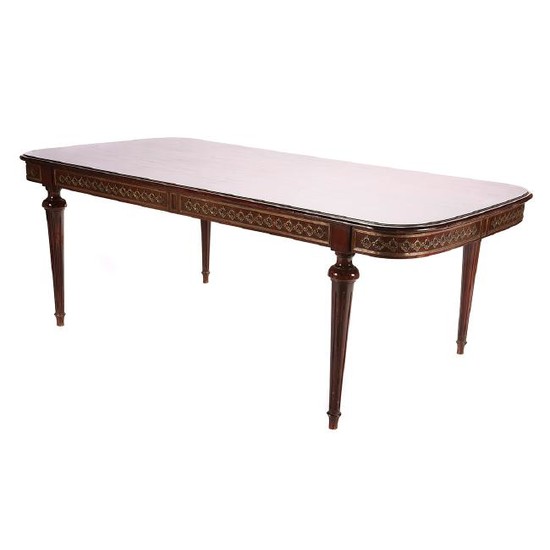 Louis XVI Style Mahogany Dining Table with Bronze