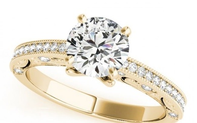 0.75 ctw Certified VS/SI Diamond Solitaire Antique Ring 14k Yellow Gold