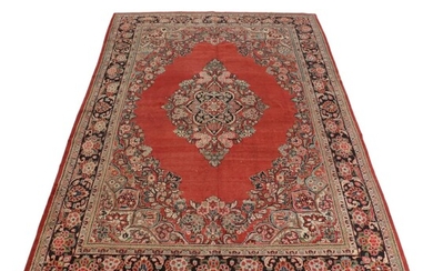 10'1 x 14'6 Hand-Knotted Persian Mahal Room Sized Rug, 1920s