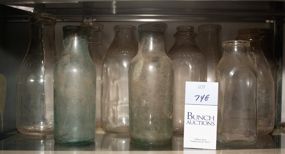 (11) Vintage Glass Milk Bottles