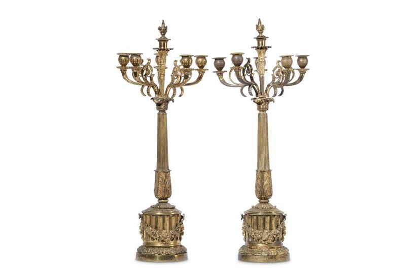 A LARGE PAIR OF 19TH CENTURY AND LATER GILT...