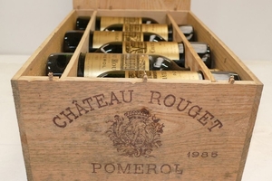 12 Btles Château Rouget 1985 Pomerol dont trois ca…