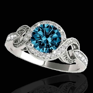 1.33 CTW SI Certified Fancy Blue Diamond Solitaire Halo