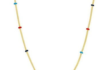 14K Yellow Gold Red Blue Navy