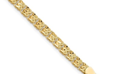 14K Yellow Gold and Diamond-cut Fancy Link Bracelet - 7.5 in.