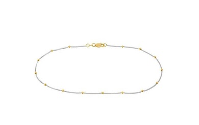 14K Yellow-White Gold 2mm Polished Saturn Chain