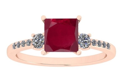1.53 Ctw VS/SI1 Ruby And Diamond 14K Rose Gold Cocktail Ring