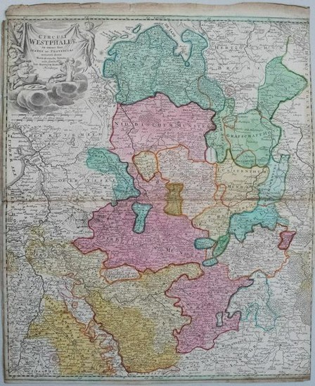 1710 Homann Map of Northwest Germany from Cologne to
